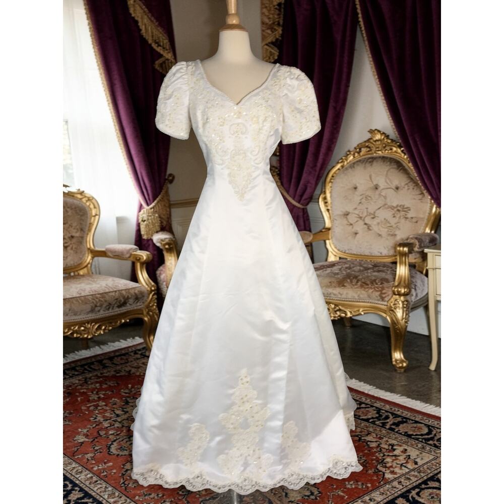 Vintage Alfred Angelo Beaded Wedding Gown and Veil